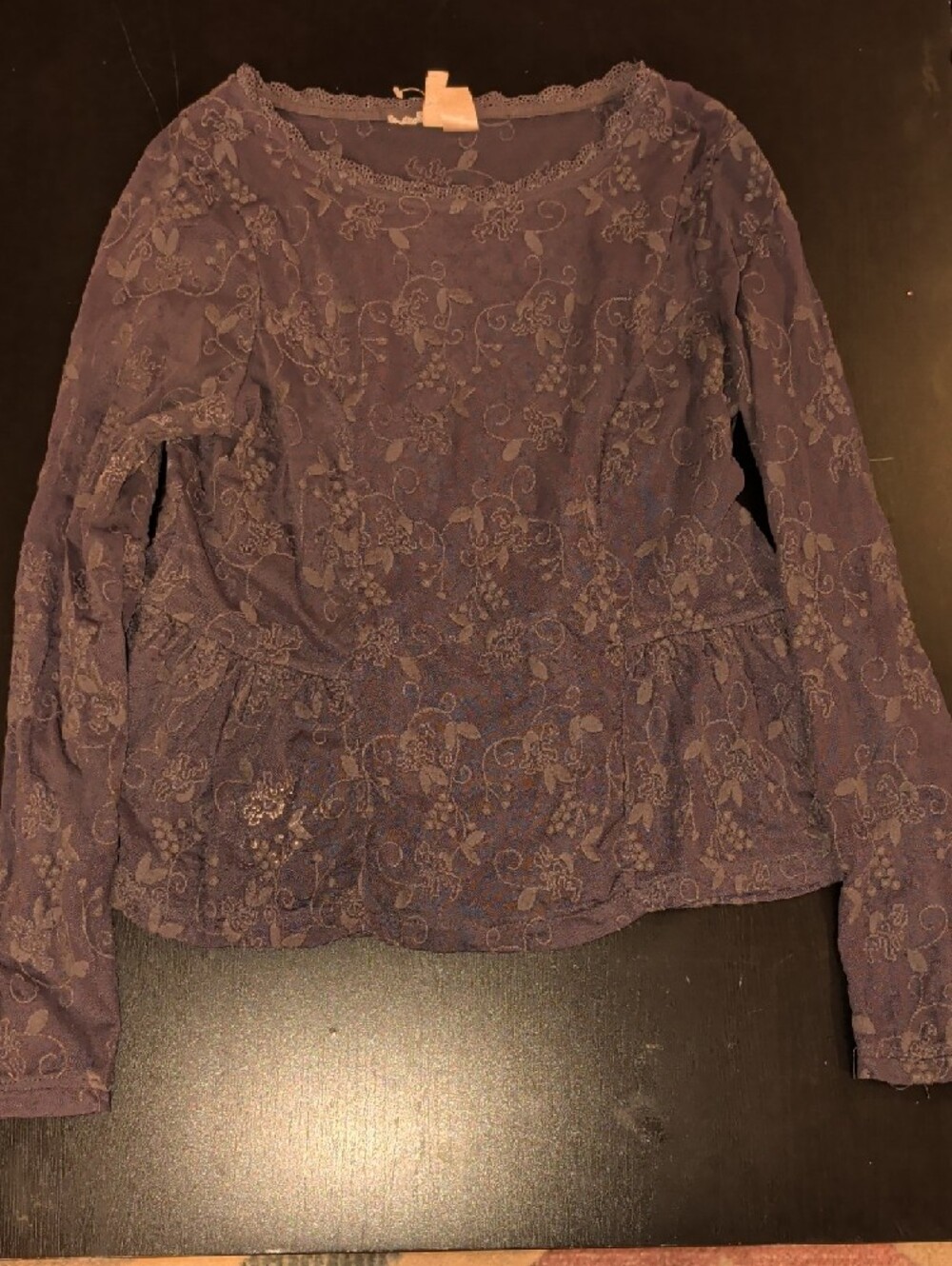Divided Lavender Lace Long-Sleeve Peplum Top